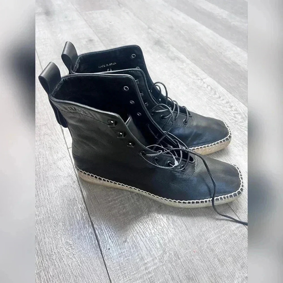 FRAME Le Boston Espadrille Black Leather Booties Size 7.5 - Picture 7 of 7